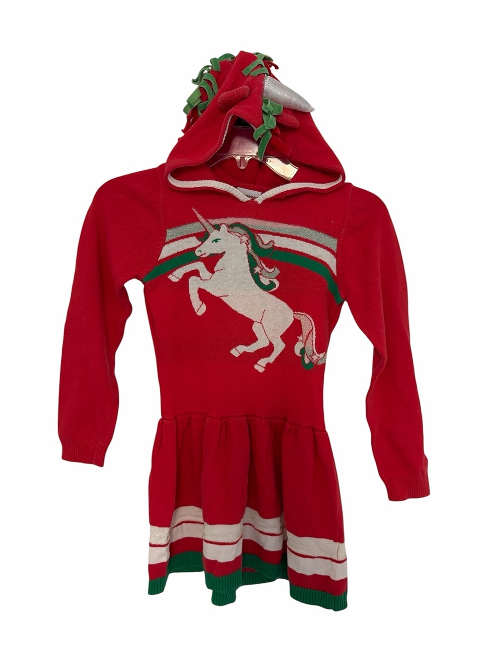 Well Worn Holiday Unicorn Hooded Sweater Dress